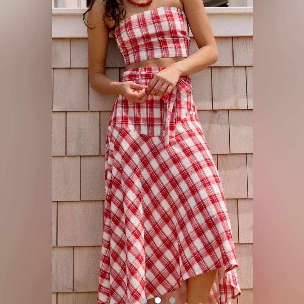 Free People Red Plaid Women's matching set! Size XS and worn once!
